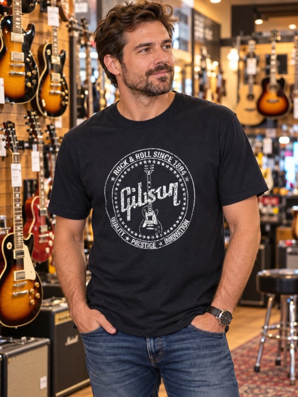 Mens Gibson Guitar TShirt - 2XL